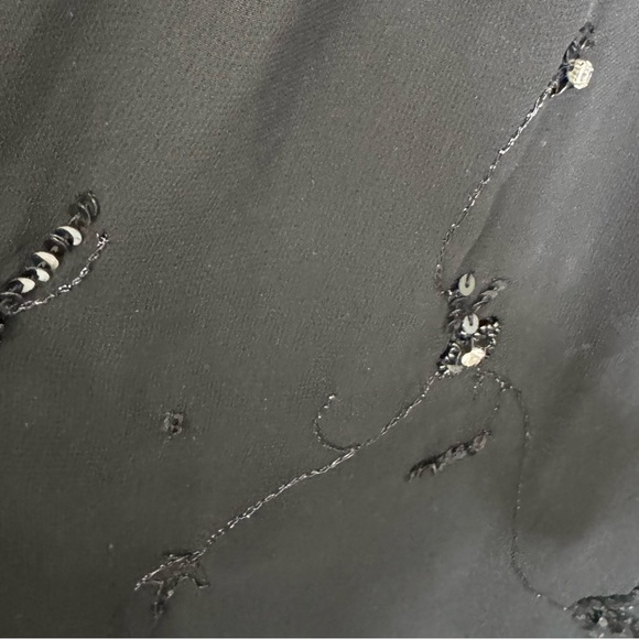 Vintage Black Beaded Embroidered High Low Midi Dress Witchy Romantic Goth Hoco - Picture 14 of 15